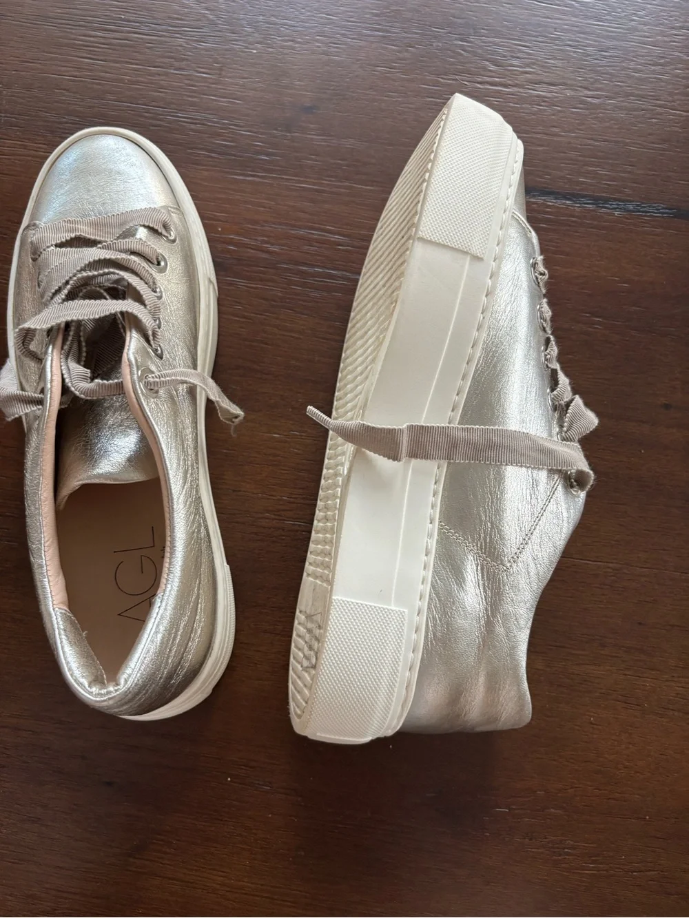 AGL Metallic Silver Women's Platform Sneakers. Size 39.5